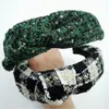 Classic Plaid Knot Hairband Bezel Casual Sequin Headband for Women Girls Hair Accessories Ornaments Fashion Hair Band