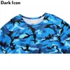 Camouflage Curved Hem Long Line Hip Hop T-shirt Men Short Sleeve Summer Extended Tee Shirts Men's Tshirt 210603