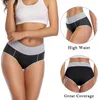 5 unids/lote de ropa interior de cintura alta sin costuras para mujer, bragas de algodón negras simples de Color sólido, bragas de realce de cadera para mujer 210730