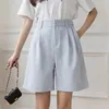 Kvinna kostym shorts solid hög midja bred ben kort byxor koreanska kontor damer kvinnor plus storlek kläder kvinnor shorts 210507