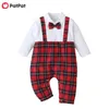 Spring and Autumn Baby Gentleman Plaid Jumpsuit 210528