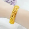 16mm breiter Luxus Damen Bangle 18 Karat Gelbgold Gefüllt Hohl Armband Boho Damen Vintage Dubai Armreif Modeschmuck Dia 60mm