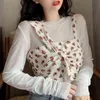 Ezgaga dois pedaços conjunto mulheres irregulares colheitas de alças superiores outwear moda coreana dentro de camiseta sexy floral impresso camis casual 210430
