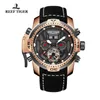 Reef Tiger RT Mens Sport Watches oryginalny czarny skórzany pasek Skomplikowane różowe złoto automatyczne RGA3532 Zrób rękę186o