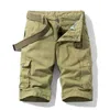 2020 Mens Militär Cargo Shorts Sommar Armé Green Bomull Shorts Män Lossa Multi-Pocket Shorts Homme Casual Bermuda Byxor X0601