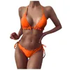 Kvinnors badkläder Jaycosin Bikini 2022 Kvinna Damer Sexig gradient Split Swimsuit Trim Halter Strap Side Set Two-Piece