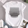 3D spoof impressão t-shirt tridimensional ilusão enganar engano grande peitos curtos manga curta mulheres homens branco tops japoneses y2k moda
