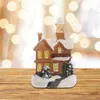 Weihnachtsdekorationen Harzhaus LED-Leuchten Weihnachtsszene Dorf Miniaturdekoration Ornament Jahr 2022 Noel Gifts301z