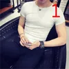 Summer Korean Slim Half Sleeve T-Shirt Trend Bawełna Męskie Stojak Kołnierz 210420