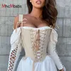 Summer Vintage Cut Out Corset Taille Top Sexy Femmes Lace Up Bandage Sans Manches Débardeurs Fée Camis Streetwear Cosplay Costume 210517