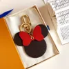 Designer Bow Keychains Pu Leather Plaid Mouse Animal Bag Pendant Charm Girls Keyrings Chains Holder Fashion Women Key Ring Smycken