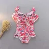 Children's Printed Two-Pieces Bikini Girls' Long Sleeve Sunscreen Swimsuit Suit kid's Quick Drying Swim Clothing 6 Styles