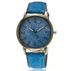 Montre-bracelet mode occasionnel femme hommes quartz bleu denim rome littéral bronze simple design de cow-boy montres relogio masculino
