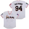 قمصان البيسبول MEN MAIMI BAD BANNY BASHIBALL Jersey White with Puerto Rico Flag Full Sitched Size Size S-3XL Top Quality