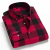 Men Plaid 100% Cotton Shirt Spring Autumn Casual Shirts Long Sleeve Chemise Homme Male Check 220215