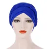 Einfarbige Stirn-Kreuz-Muslim-Frauen-Hijabs-Kappen, indische Wickelkopf-Turban-Mütze, bereit, Hijab-Unterschal-Mütze XY523 zu tragen