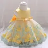 Vestido de bebé niña, vestidos de princesa con bordado de flores para el primer año, fiesta de cumpleaños, disfraz de Carnaval para niña