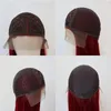 Syntetyczne peruki głębokie fala włosów wino czerwony dla kobiet t-części naturalny linia włosów burgundowy środkowy koronkowy front