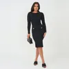 Casual klänningar Partihandel 2021 Kvinnor Black Brown Long Sleeve Fashion Celebrity Cocktail Party Bandage Dress