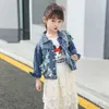 Filles Denim Veste Fleur Appliques Manteaux Dentelle Survêtement Pour Enfants Printemps Automne Enfants Vêtements 210528