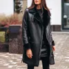 Fermuar Uzun Kış Bayan PU Ceket Batı Moda Punk Düz Ceket Rahat Kadınsı Kadın Trendy Giysileri