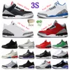 Popular 3 Pine Green Basketball Shoes Unc 3s JTH NRG Super Bowl Justin Black Timberlake Sneakers Womens Racer Blue Court Puple Cement Red Trainers com caixa