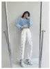 Pantaloni dritti a vita alta moda Pantaloni coreani casual a tinta unita da donna Pantaloni larghi a vita elastica Pantalones Pantaloni stile coreano 211112
