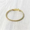 Homens Vintage Aço Inoxidável Mens Cabo de Fio Gold Bangle Braceletes para meninos de jóias masculinas com caixa com selo atacado