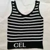 2021 Zomer Dames Tube Top Letter Printen Sexy Sleevelfashion Korte Zwart Wit Gestreepte Breien Tank Tops X0507