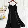 Koreaanse mode elegante diepte-sexy jurk voor wmens zwarte partij A-lijn dame lange vrouwen kleding vestidos 210420