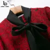 Summer Fashion Runway Dress Women Lantern Sleeve Bow Belt Elegant Red Flower Embroidery High waist Mini 210522