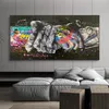 Graffiti Art gest uścisk dłoni malowanie na płótnie plakaty i druki Street Wall obraz do salonu Cuadros Home Decor