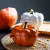 Pumpkin-shaped Baking Bowl Baked Soup Salad Kitchen Pan Oven Lasagna Gold with Lid Glazed 210423