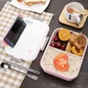 Lunchkasse BPA Gratis miljövänlig matbehållare med bordsartiklar mikrovågsugn Bento Skolkontor Picknick för barn Vuxen 210423