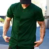 Homens Oversized Cardigan T Shirt Cor Sólida Gym Roupas Bodybuilding Fitness Tops Esportes T-shirt Streetwear Hip Hop Tshirt 210813