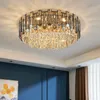 Round sufit żyrandol do salonu 2021 Dwuosobowy Dym Gray Crystal Sypialnia Wisząca Lampa Tabela Jadalnia Kryty Linghting