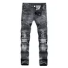 Trade Classic Retro Dżinsy Mężczyźni Prosto Slim Slim Decoration Decoration Light Fold Skinny Denim Spodnie Moda Stretch Hip Hop Jogger 211108