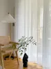 カーテンドレープモダンな薄いカーテンストライプウィンドウリビングルームのための白いブラインドスクリーンボイルベッドルームキッチンの装飾