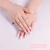 24pcs French Nude Pink Ombre Nails Ballerina Long Coffin Glossy Colored diamonds Fake Press on Nail False Tips Manicure for Women and Girls