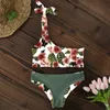 Bikini kvinnor badkläder Push Up Swimsuit One Shoulder Print Brasilian Bikini Set Biquini Bathing Suit Beach Swimming Suit 210319