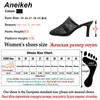 Zomer vrouwen schoenen slippers glijbanen mesh ondiep dunne hakken buiten effen zwart maat 35-41 mode volwassen muilezels 210507