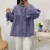Kadın Ceketleri Bahar 2022 Uzun Kollu Gömlek Keten Hardigan Gevşek Bluz
