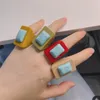 10PCS Colorful Geometric Resin Acrylic Blue Howlite Stone Rings for Women Girls 2021 Jewelry Gifts