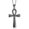 Novo comércio exterior acessórios de moda simples brilhante antigo egito cruz titânio aço pingente colar pendurado ornamentos stn8316644873