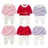 Spring Autumn born Infant Baby Girls Cute Knit Rompers Clothing Kids Girl Long Sleeve Clothes 210429