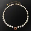 KRKC 2021 Luxury Femmes plaquées d'or personnalisées Baroque Half Pearl Link Collier Bijoux Big Natural White Frhwater Pearl Collier1665284