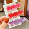 Nuevas horquillas transparentes bonitas de dibujos animados de melocotón y uva para niñas, pasadores decorativos para el cabello, pinzas para el cabello, accesorios de moda para el cabello