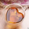 creative mug heart-shaped non-hot double-layer glass high borosilicate juice drink coffee cup