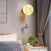 Round Moon Led Wall Lamps Nordic Creative Astronaut Children's Room Bedroom Bedside Cartoon Boy Girl Background Wall Lamp ZB0187