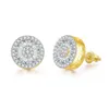 Mode unisexe 18 carats jaune blanc plaqué or complet Bling CZ pierre vis rondes boucles d'oreilles pour hommes femmes beau cadeau